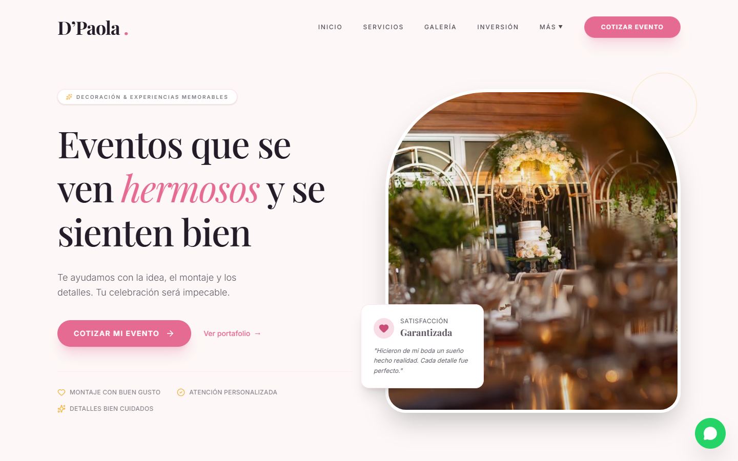 D'Paola Eventos y Decoraciones — desktop
